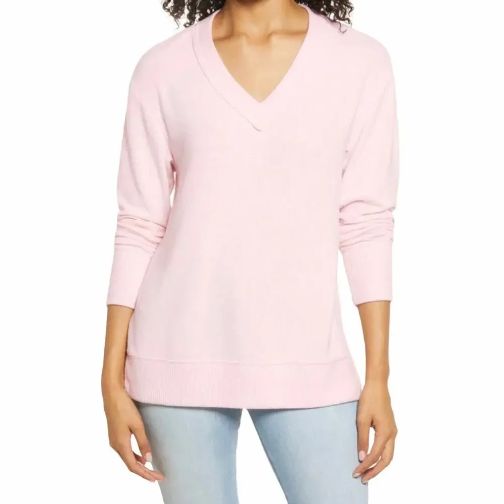 EVERLEIGH Blush Pink V-Neck Long Sleeve Sweater